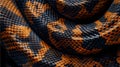 Close-up image of a python showcasing its intricate patterns and texture, with dangerous